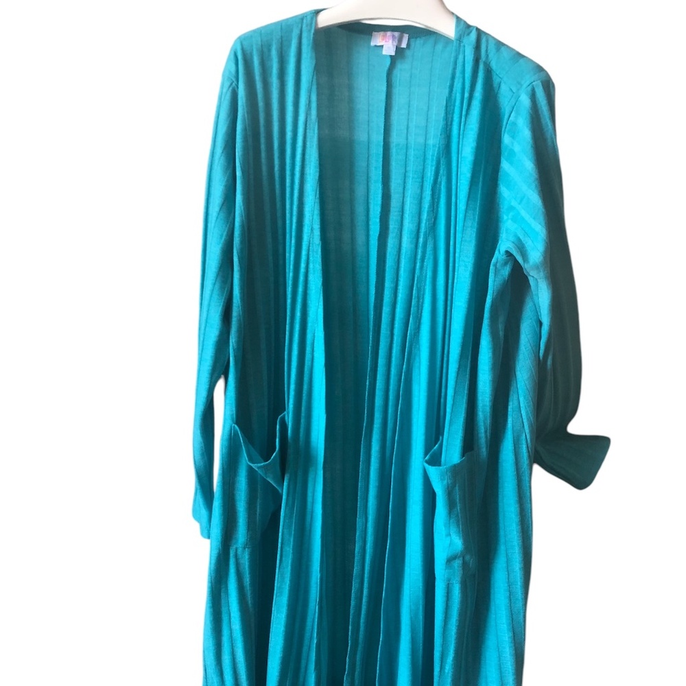 Turquoise Duster Length Cardigan